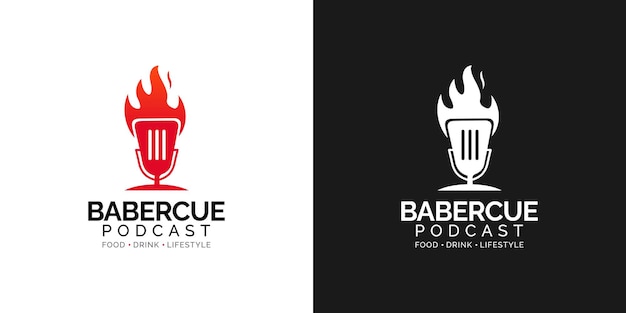 Concetto di design del logo podcast barbecue