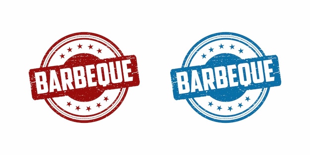 Vector barbeque set of sign stamp round grunge vintage