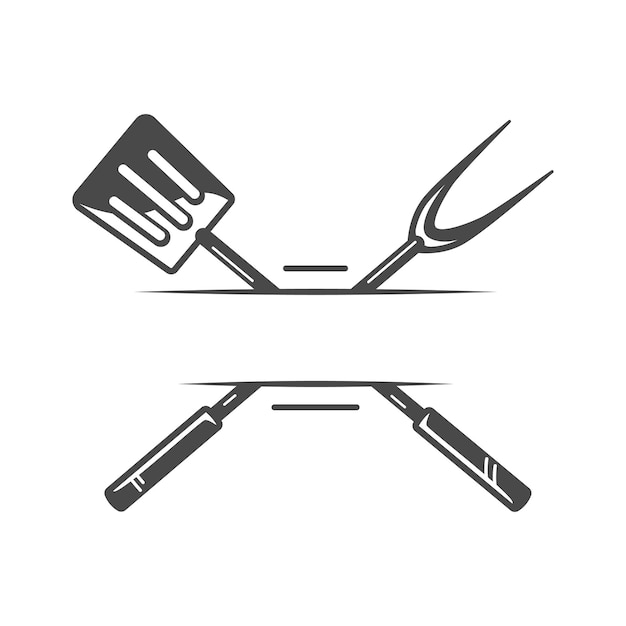 Barbeque spatola e forchetta isolati su sfondo bianco