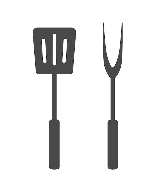 Vector barbeque spatula and fork isolated on white background