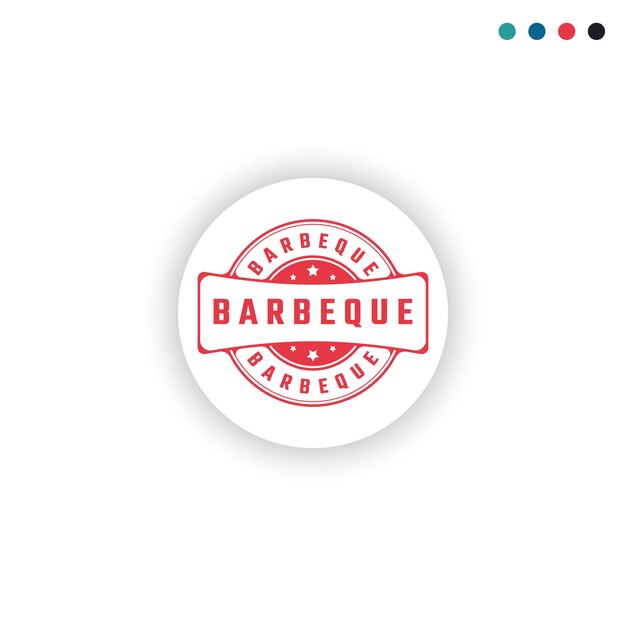 Vector barbeque sticker teken of stempel ronde label op witte achtergrond