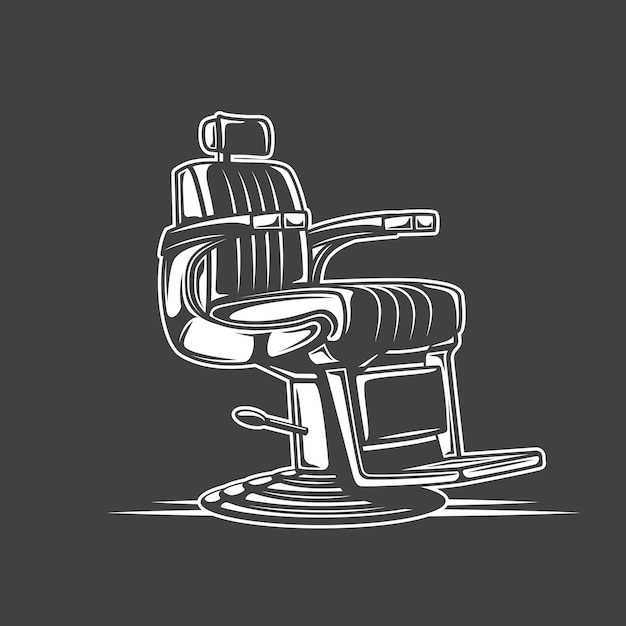 Парикмахерское кресло изолировано на черном фоне Элемент дизайна Векторная иллюстрация