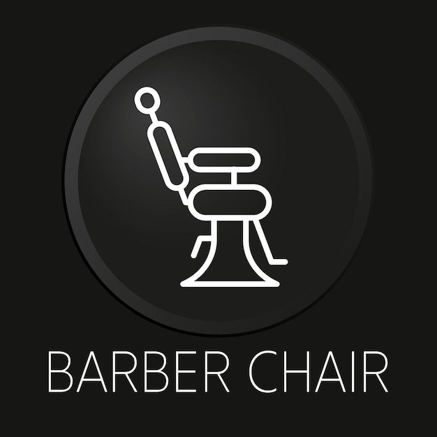 黒の背景に分離された3dボタンの理髪店の椅子の最小ベクトル線アイコンプレミアムvectorxdxa