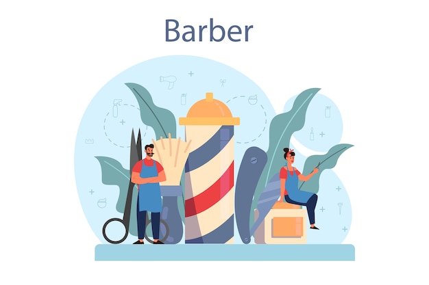 Vector barber concept idea of hair and beard care