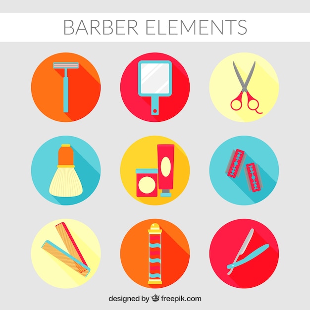 Barber elements in flat design