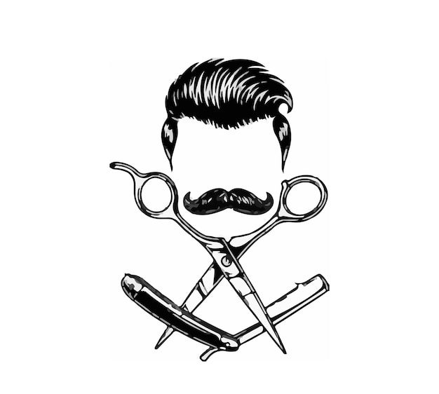 Vector barber logo design barbershop emblem hair cutting service beard shave service manly salon logo