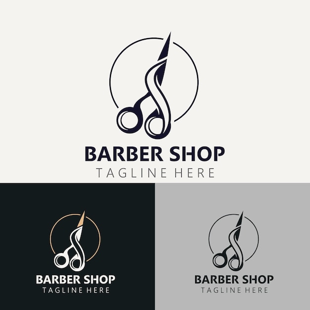 Vector barber logo design scissor icon template modern simple design barbers tools and barbershop vector illustration