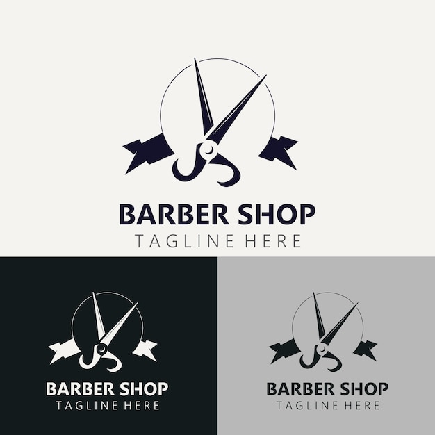 Modello icona forbice per il design del logo del barbiere strumenti per barbieri dal design semplice e moderno e illustrazione vettoriale del barbiere