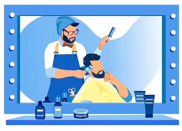 Barber making style for customer trimming temples