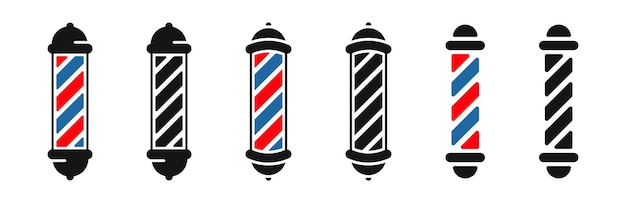 Barber Pole icon set Barbershop pole symbolen Platte stijl iconen