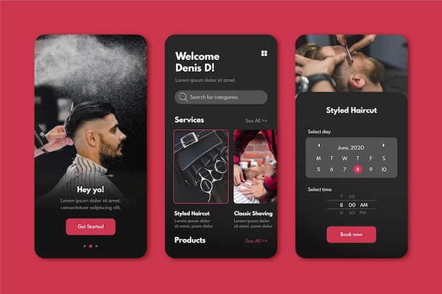 Vector barber shop booking app