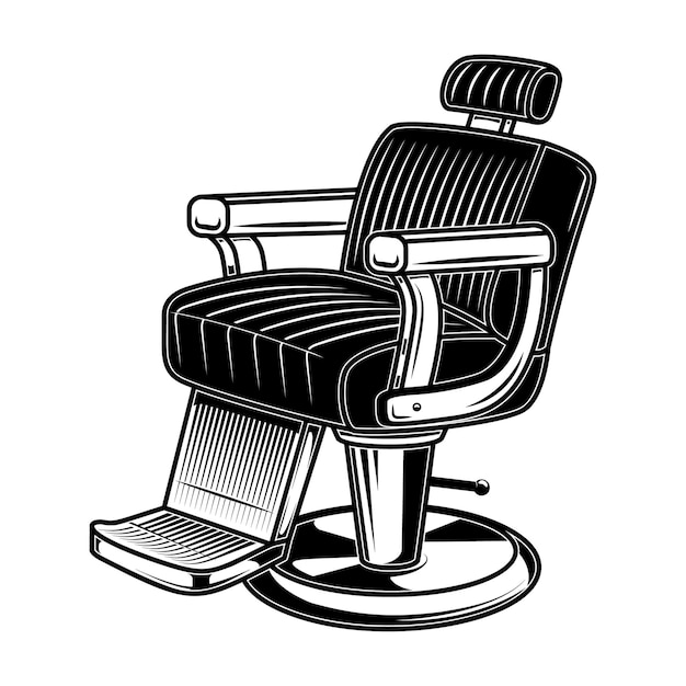 Vector barber shop chair illustration in engraving style.