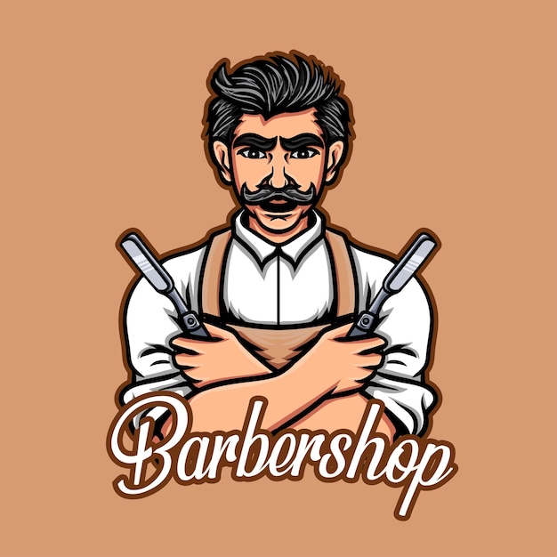 barber shop character logo design