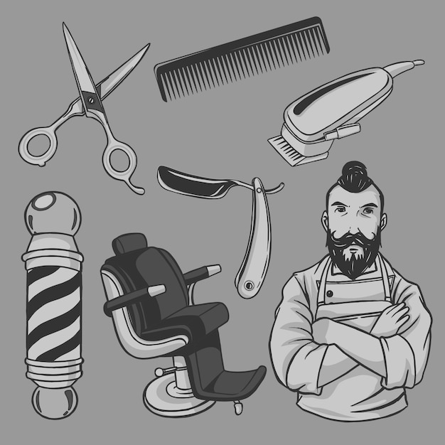 Vector barber shop element