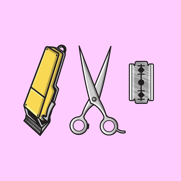 Barber shop elements icon illustration