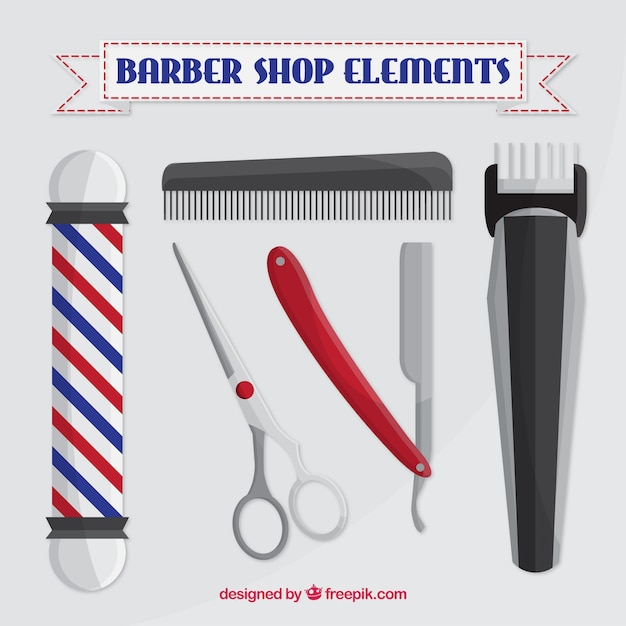 Barber shop elements in realistic style