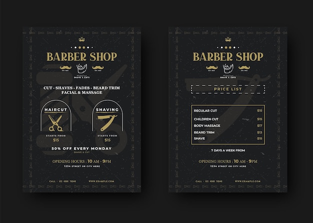 Vector barber shop flyer template