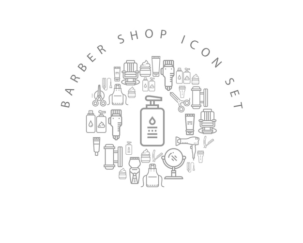 Barber shop icon set design