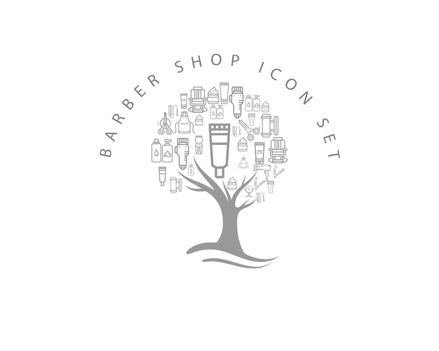 Barber shop icon set on white background premium vector