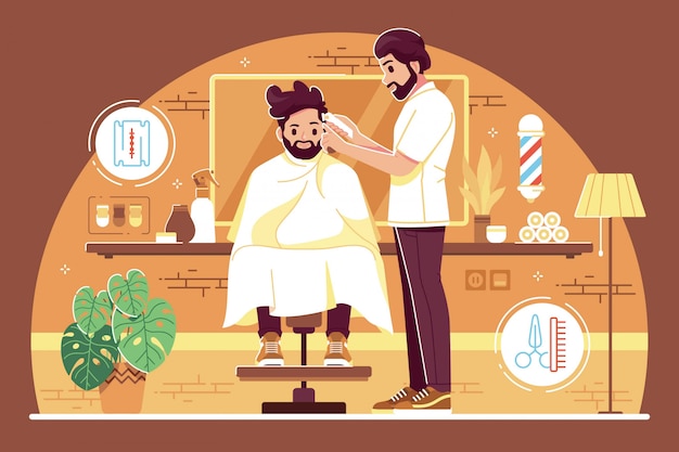 Concetto di illustrazione del negozio di barbiere
