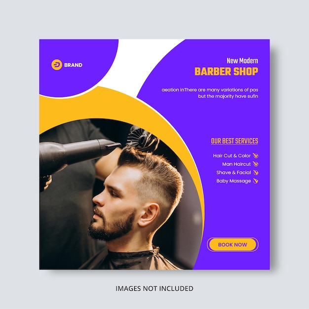 Barber shop instagram template design social media post