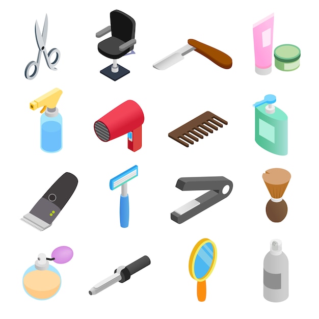 Barber shop isometric 3d icons