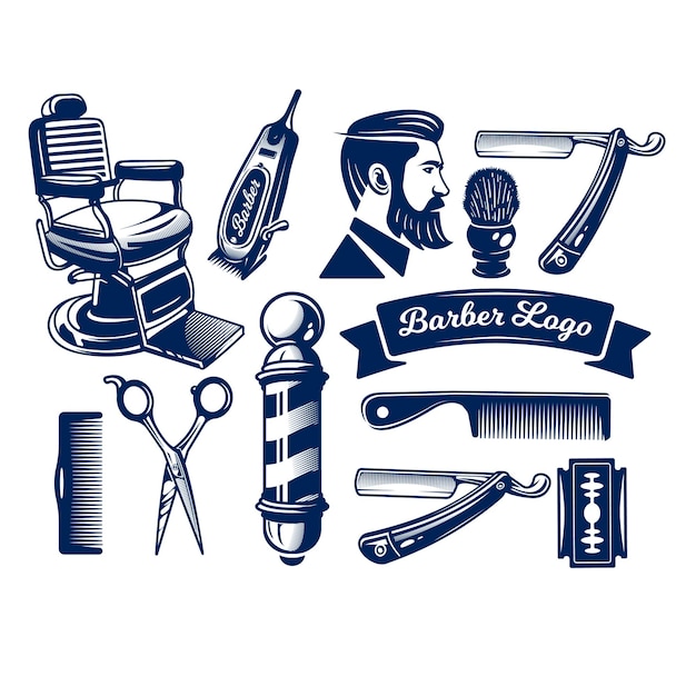 Vector barber shop items