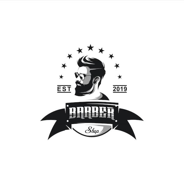 Vector barber shop logo design illustration