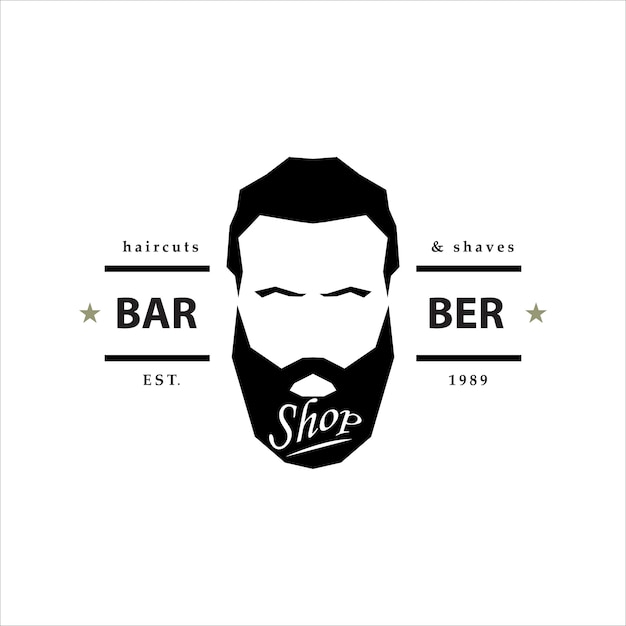 Logo del negozio di barbiere. emblema di hipster.