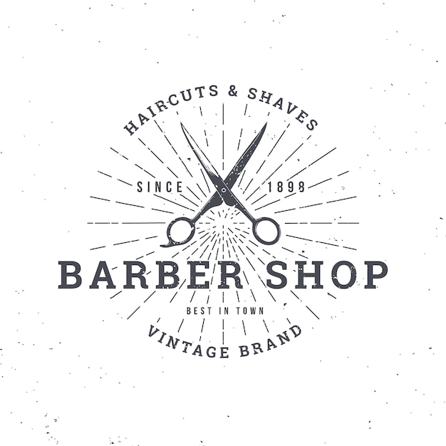 Barber Shop-logo met schaar, vintage badge