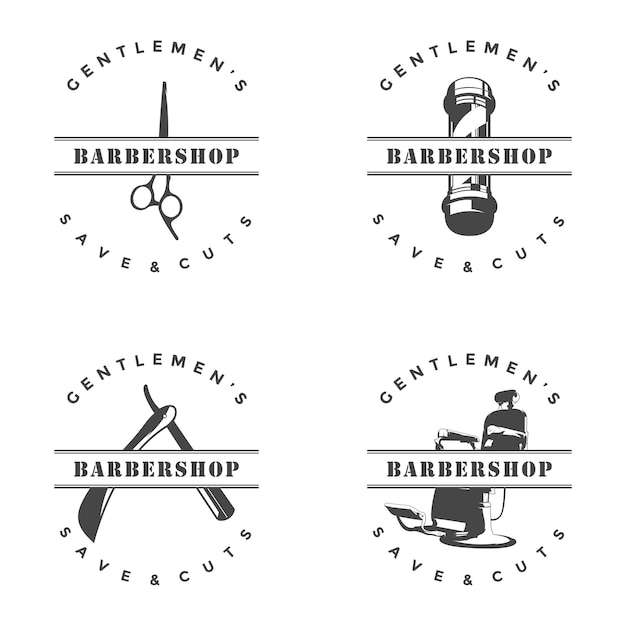 barber shop logo template emblems badges and labels