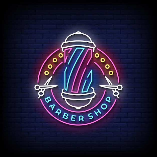 Vector barber shop neon signs style text vector