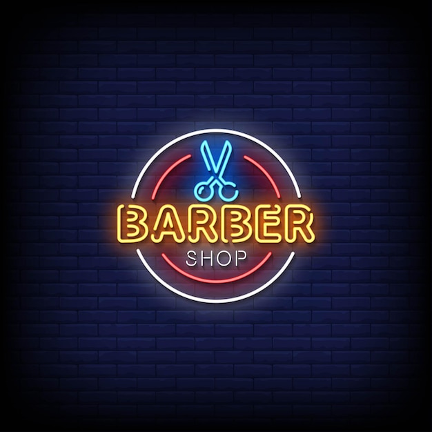 Barber shop neon signs style text