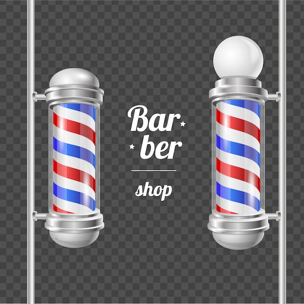 Barber shop pole services shaving and haircuts concept on transparent background barbershop design elements. vector illustration