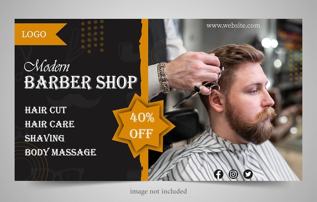 Vector barber shop poster banner template flat design