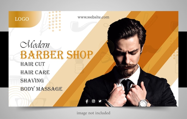 barber shop poster banner template flat design