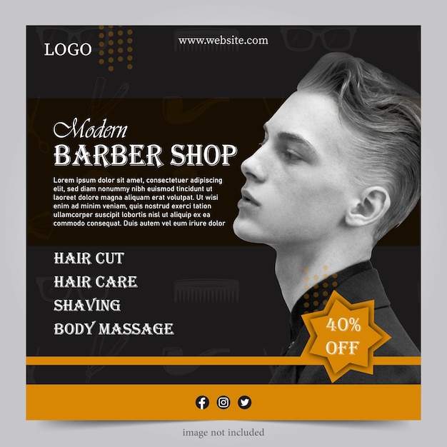 barber shop poster banner template flat design