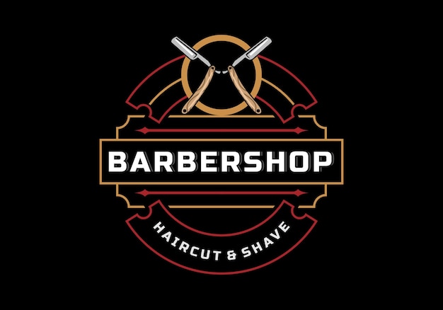 Barber Shop Retro Emblemen in art decostijl Stijlvolle kapper logo sjablonen