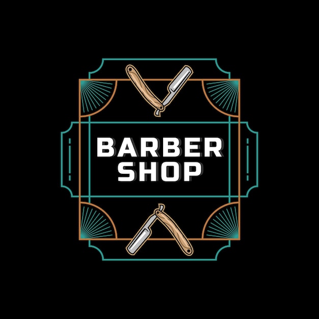 Barber Shop Retro Emblemen in art decostijl Stijlvolle kapper logo sjablonen