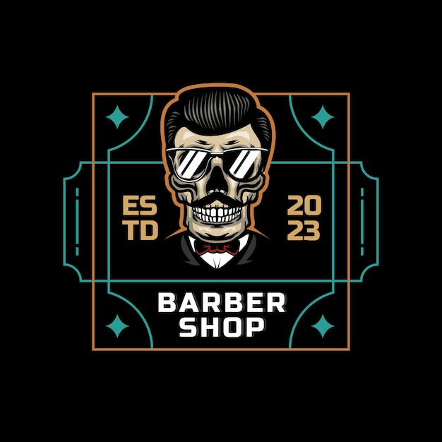 Vector barber shop retro emblems in art deco style stylish barber logo templates