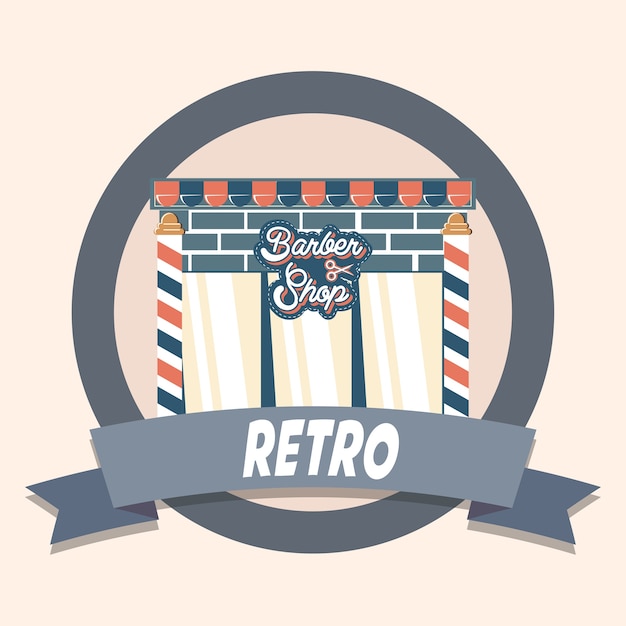 Barber shop retro shopping vintage label vector illustration