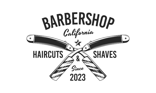 Barber shop sign label Barber shop logo met barbershop scheermes