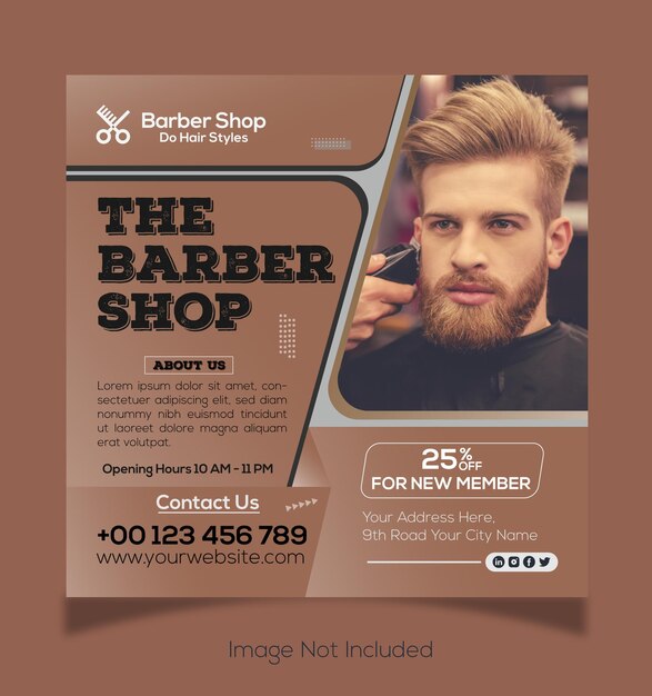 Vector barber shop social media design post template