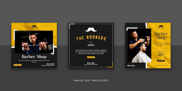 Vector barber shop social media instagram post template