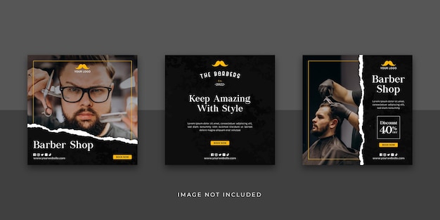 Vector barber shop social media instagram post template