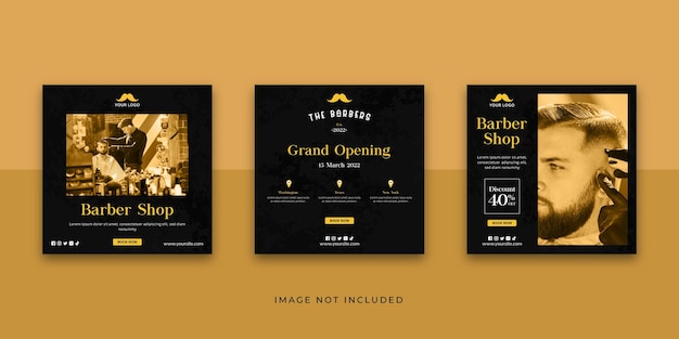 Barber Shop Social Media Instagram Post Template