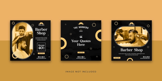 Vector barber shop social media instagram post template