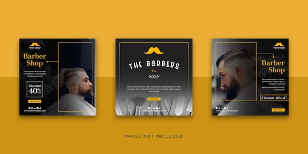 Barber shop social media instagram post template