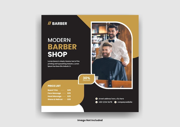 Barber shop social media post banner sjabloon