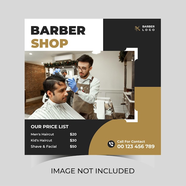 barber shop social media post banner template design